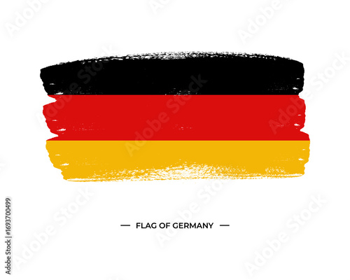 Germany flag illustration. Creative German flag grunge paint brush stroke on white background.