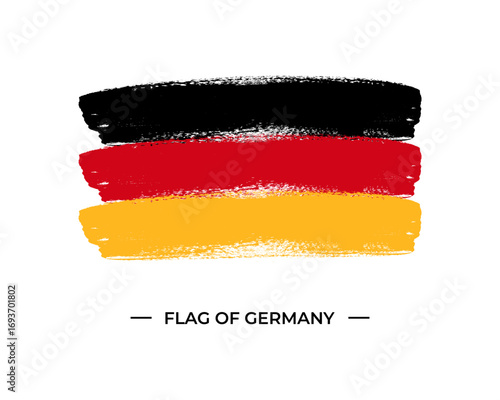 Germany flag grungy style. Creative German flag grunge paint brush stroke on white background.