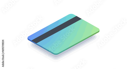 Isometric Gradient Credit Card with Magnetic Stripe.