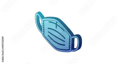 Blue 3D Medical Face Mask with Pleats and Ear Loops.