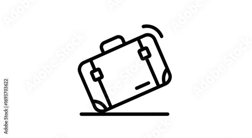 Simple Black and White Suitcase Icon on White Background.