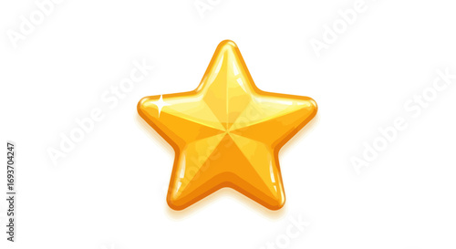 Shiny Golden Star Illustration with Five Points and Glossy Finish.