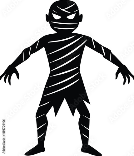 halloween mummy silhouette vector illustration