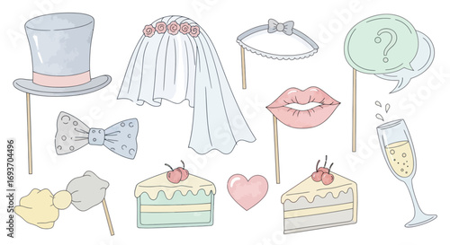 Assorted Wedding and Celebration Themed Photo Booth Props.