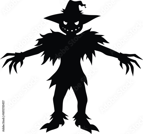 halloween scarecrow monster silhouette vector