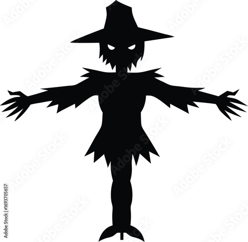 halloween scarecrow silhouette vector