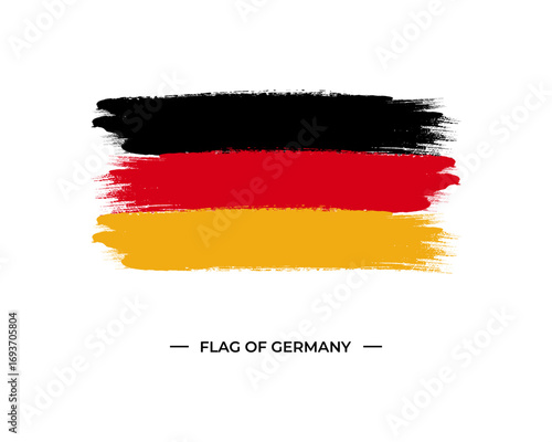 Germany flag painted. Creative German flag grunge paint brush stroke on white background.