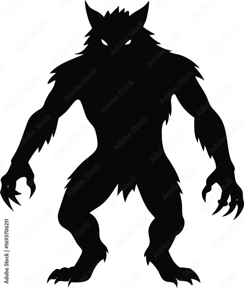 Fototapeta premium halloween werewolf silhouette vector illustration