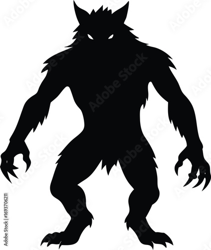 halloween werewolf silhouette vector illustration
