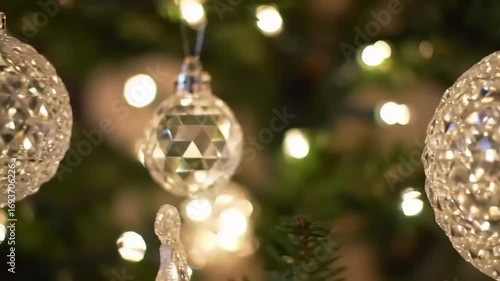 Crystal Ornaments with Christmas Tree Lights.