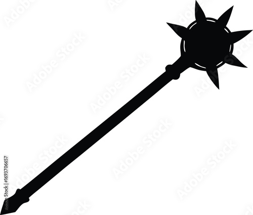 medieval mace weapon silhouette vector illustration