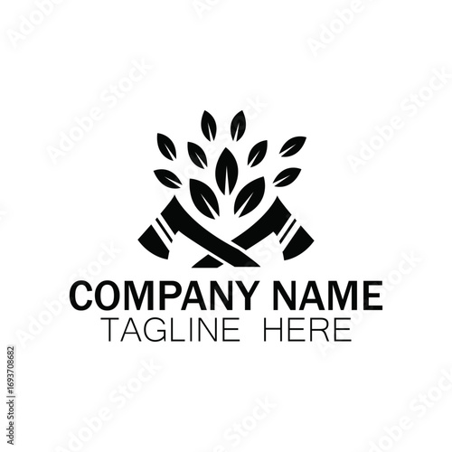 Logo with Axes, Leaves and Company Name