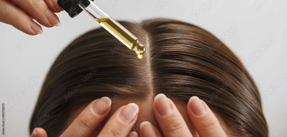 Fototapeta premium Natural hair oils nourish the scalp, promote growth, and strengthen hair from root to tip.
