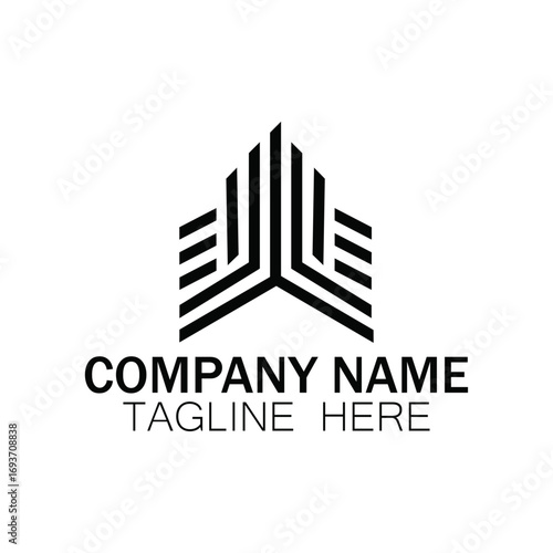 Abstract architectural logo representing a company's name and tagline.