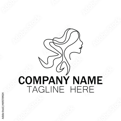 Elegant Silhouette Logo of a Woman with Flowing Hair