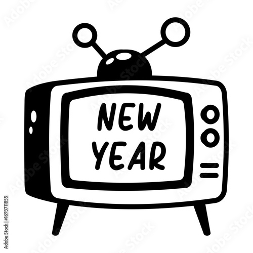 A hand drawn style icon showing a television
