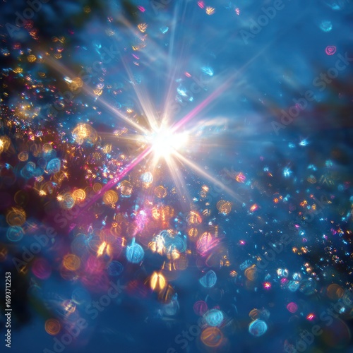 vibrant sunlight sparkle in blue sky