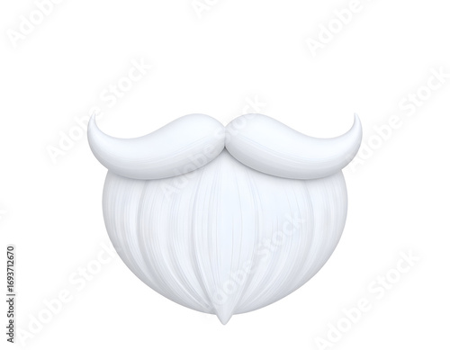 3D Render of White Santa Claus Beard and Mustache Isolated on Black Background