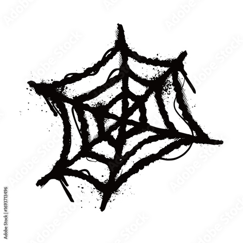 runge graffiti hand-drawn spiderweb illustration with ink splatter