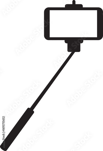 Elegant Selfie Stick Icon Silhouette Black Vector Symbol for Smartphone Photography