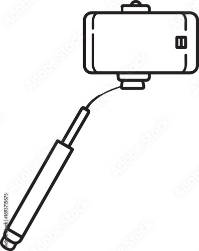 Elegant Selfie Stick Icon Silhouette Black Vector Symbol for Smartphone Photography