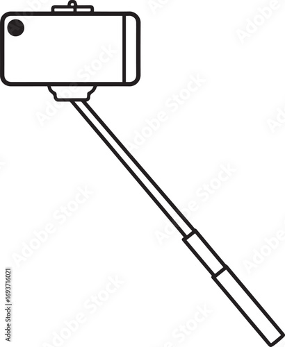 Elegant Selfie Stick Icon Silhouette Black Vector Symbol for Smartphone Photography