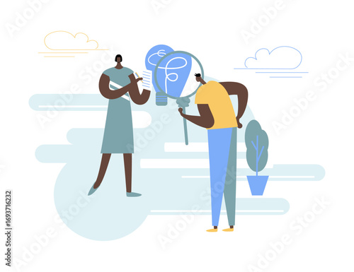 Vector illustration of the search for ideas in the office.eps
