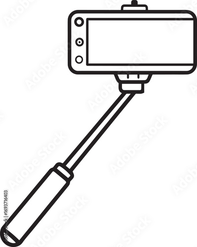 Elegant Selfie Stick Icon Silhouette Black Vector Symbol for Smartphone Photography