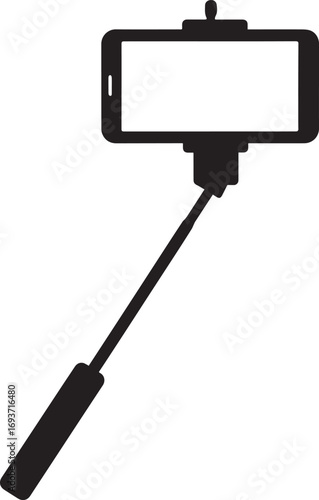 Elegant Selfie Stick Icon Silhouette Black Vector Symbol for Smartphone Photography