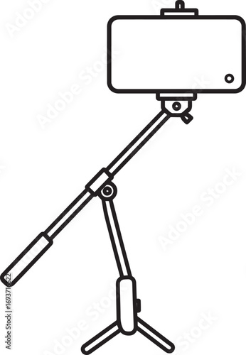 Elegant Selfie Stick Icon Silhouette Black Vector Symbol for Smartphone Photography