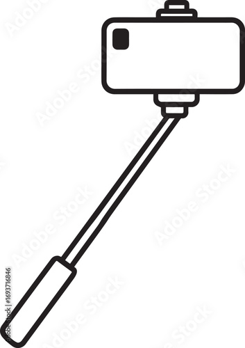 Elegant Selfie Stick Icon Silhouette Black Vector Symbol for Smartphone Photography