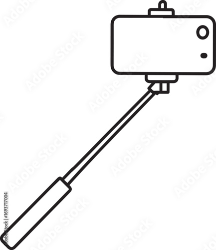 Elegant Selfie Stick Icon Silhouette Black Vector Symbol for Smartphone Photography