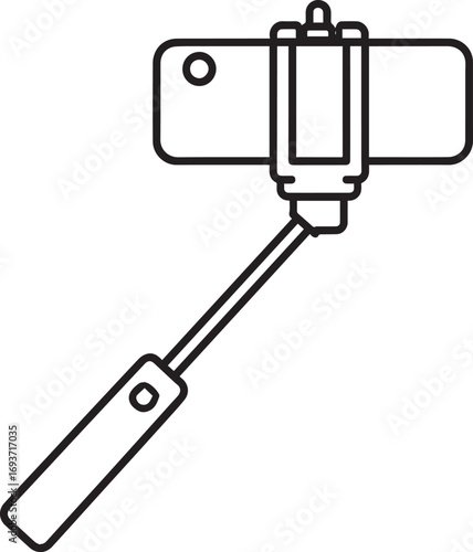 Elegant Selfie Stick Icon Silhouette Black Vector Symbol for Smartphone Photography
