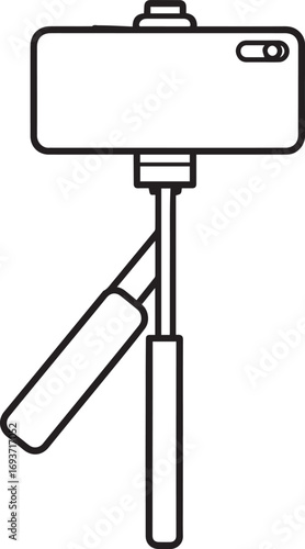 Elegant Selfie Stick Icon Silhouette Black Vector Symbol for Smartphone Photography