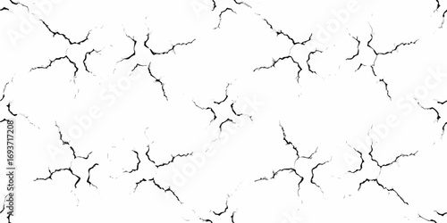 Abstract seamless pattern of black cracks on a white background for design and texture