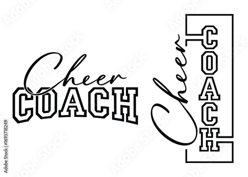 Cheer Coach Bundle with cheerleading megaphone and stars, vector illustration for t-shirts, mugs, posters, crafts, and digital downloads.