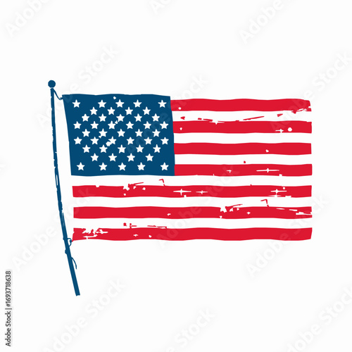 Distressed American Flag Illustration with Red and Blue Stripes and Stars usa flag stars and stripes
