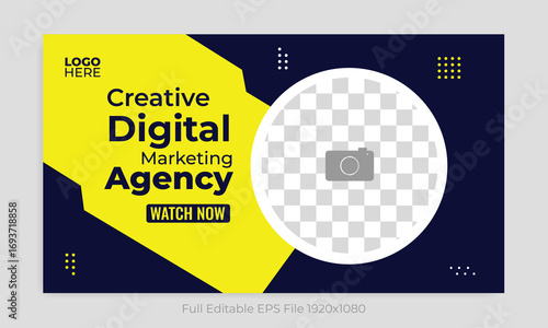 Thumbnail design for any videos. Editable video thumbnail and web banner for live workshop business template. Video cover photo for social media