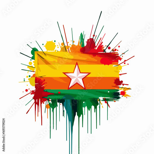 Colorful Splatter Flag with Horizontal Stripes and White Star colorful flag splatter paint