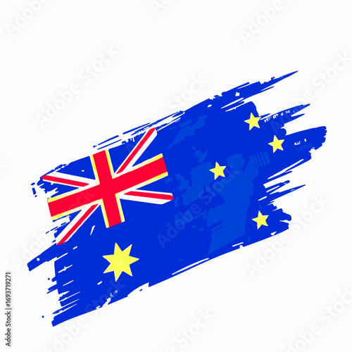 Australian Flag Brush Stroke on White Background union jack southern cross