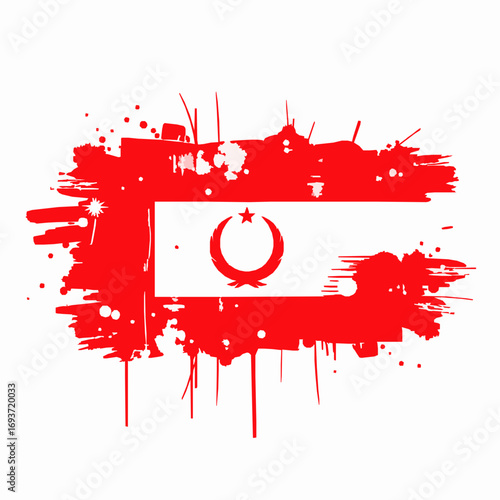 Flag Of Northern Cyprus With Grunge Brush Strokes And Splatter Effect On White Background turkish republic of northern cyprus