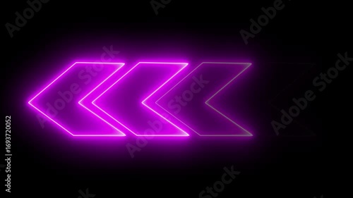 Wallpaper Mural Neon Arrows Sequence Bright Pink Glowing Left Direction on Black Background light Torontodigital.ca