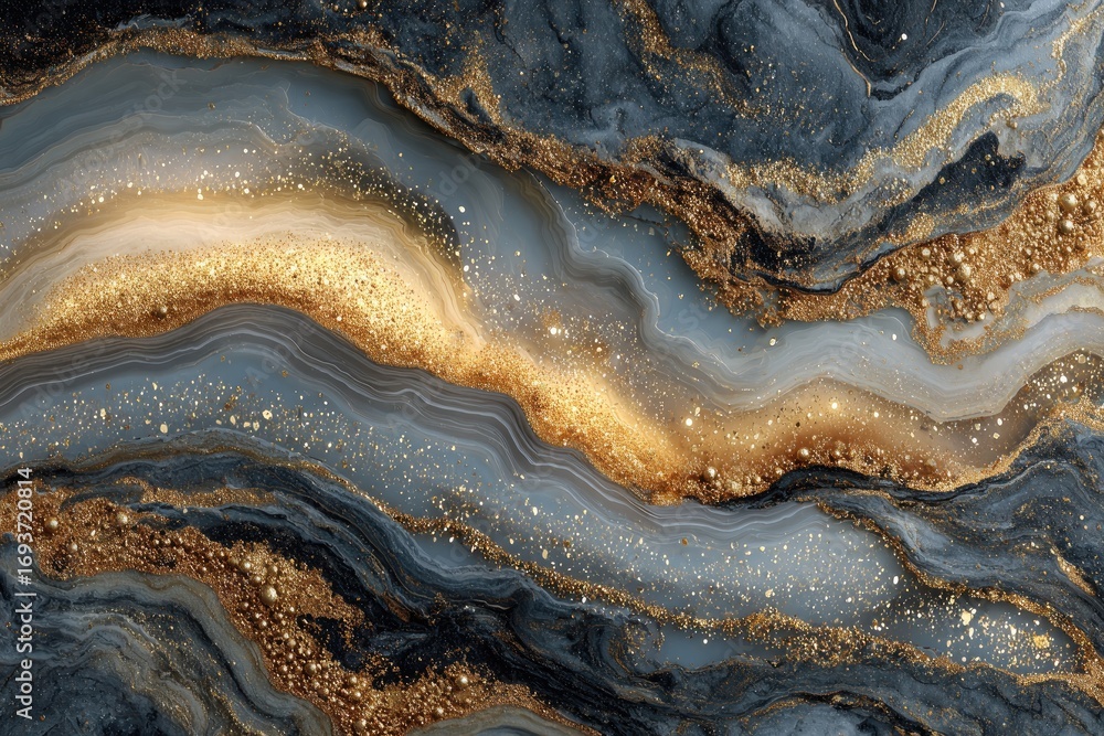 Fototapeta premium Abstract marbled design with gold glitter