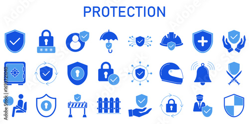 Protection Line Editable Icons set. Vector illustration in modern thin line style icons Isolated on transparent background.