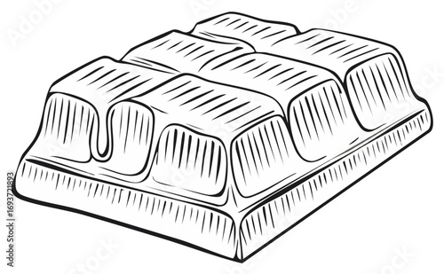 Stylized Outline of a Melted Chocolate Bar with Six Segments