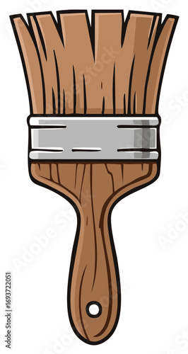 Cartoon Paint Brush with Wooden Handle and Metal Ferrule