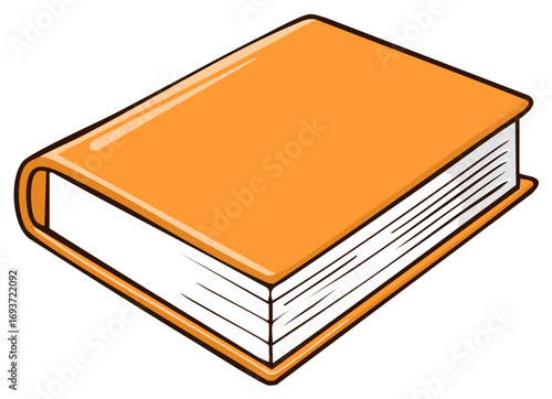 Orange Hardcover Book Illustration with White Pages