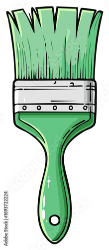 Green Paintbrush Tool for Artwork Painting or Home Improvement Projects