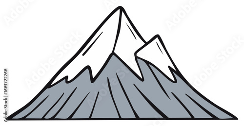 Stylized Snow-Capped Mountain Range with Peaks and Valleys