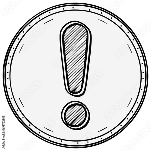 Drawn Exclamation Point Illustration in a Circle Design Warning Notice Sign